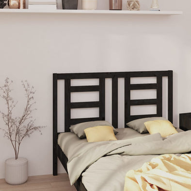 Bed Headboard Black 146x4x100 cm Solid Wood Pine