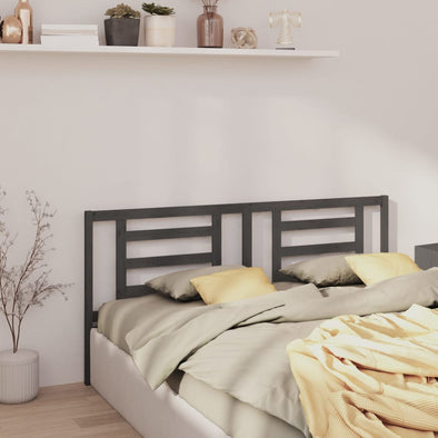 Bed Headboard Grey 156x4x100 cm Solid Pine Wood