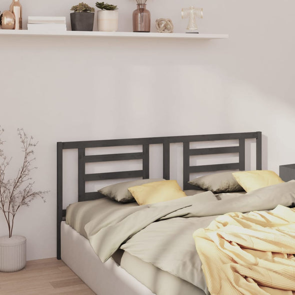 Bed Headboard Grey 156x4x100 cm Solid Pine Wood