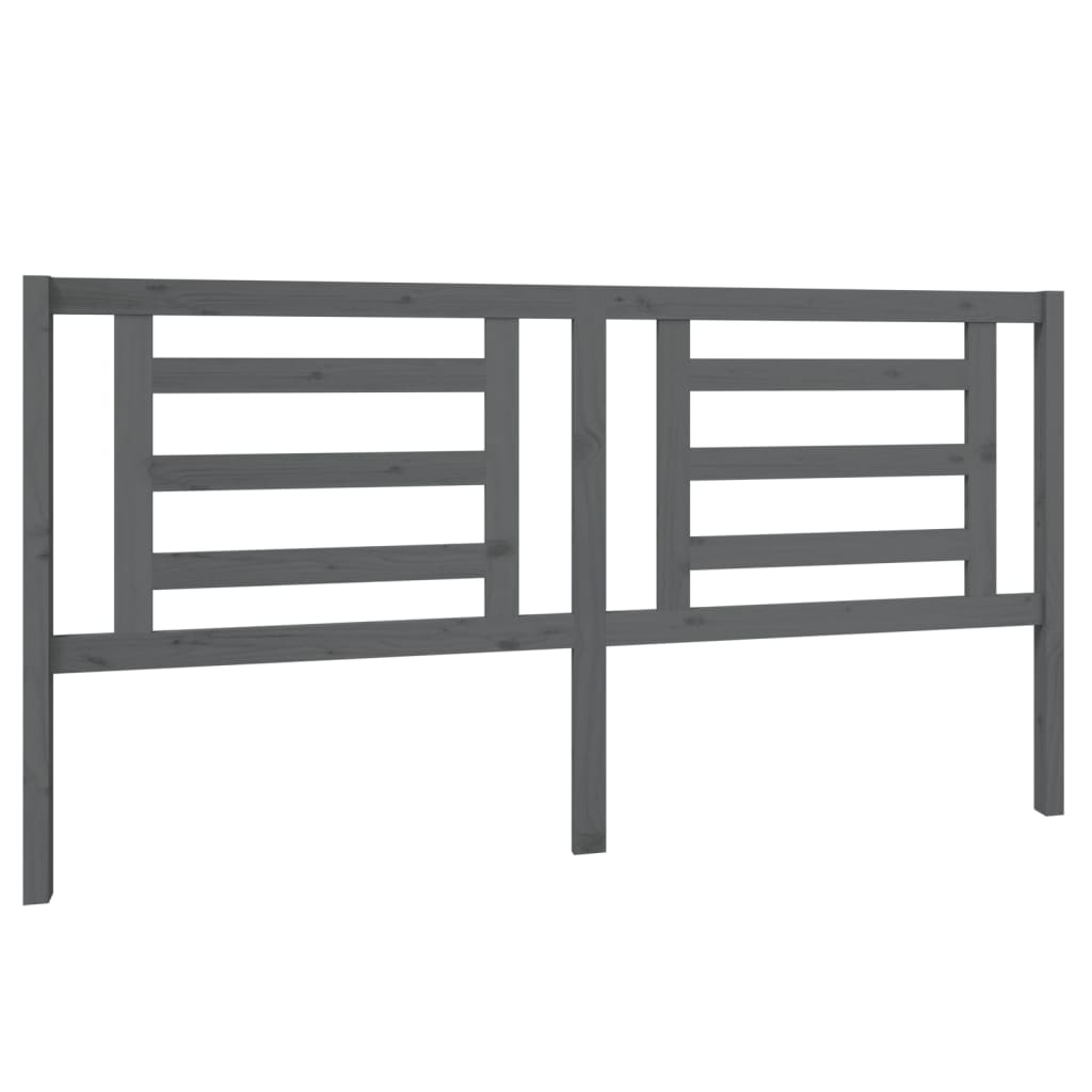 Bed Headboard | Grey | Solid Pine Wood | 186 cm x 4 cm x 100 cm