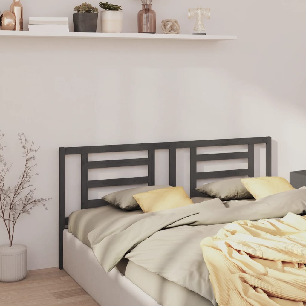 Bed Headboard | Grey | Solid Pine Wood | 186 cm x 4 cm x 100 cm