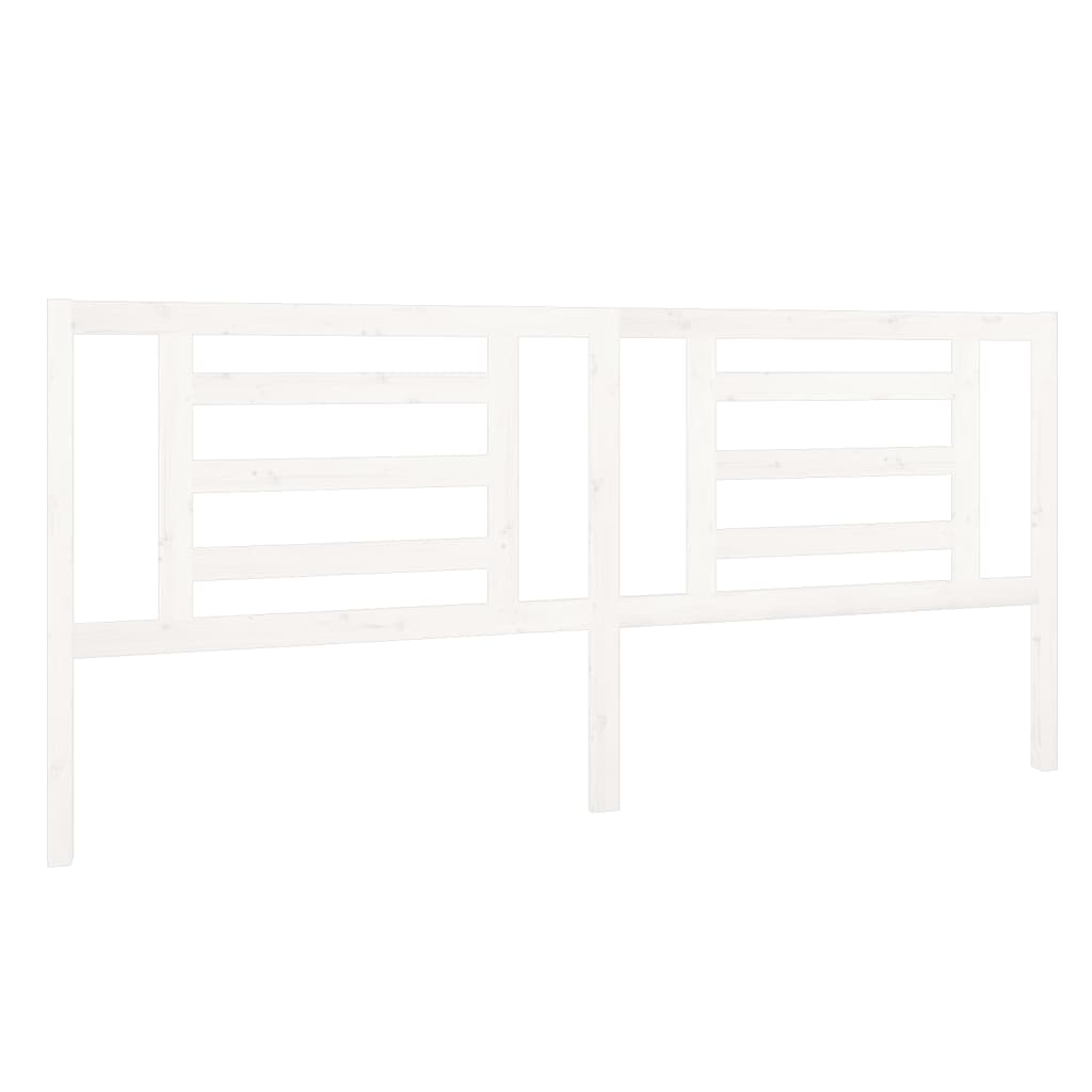 Bed Headboard | White | Solid Pine Wood | 206x4x100 cm | Simple