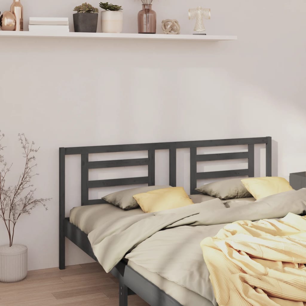 Bed Headboard | Grey | Solid pine wood | 206 cm wide | Durable