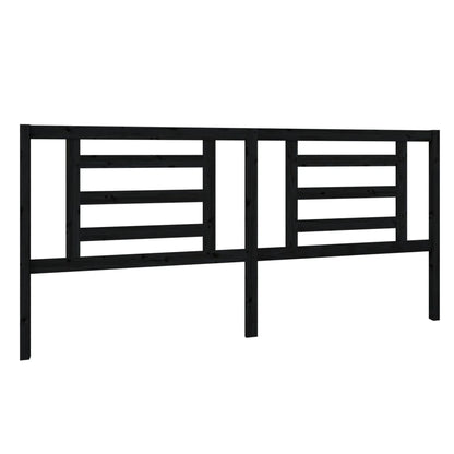 Bed Headboard | Black | Solid Pine Wood | 206 x 4 x 100 cm