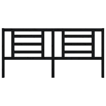 Bed Headboard | Black | Solid Pine Wood | 206 x 4 x 100 cm