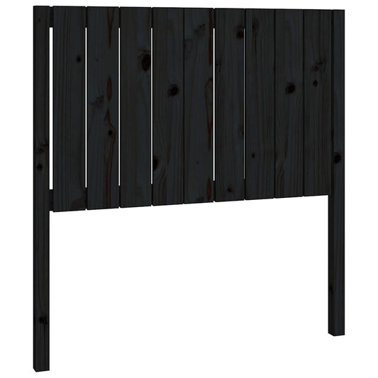 Bed Headboard | Black | Solid Pine Wood | Medium | Decorative Inlays