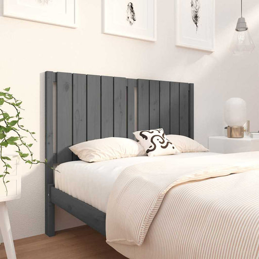 Bed Headboard | Grey | Solid Pine Wood | Standard | Decorative Inlays