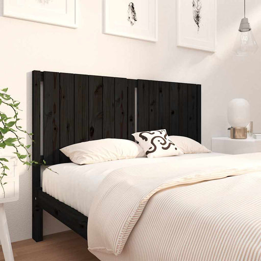 Bed Headboard | Black | Solid pinewood | 145.5x4x100 cm | Bed Headboard