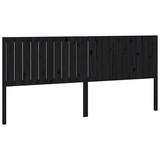 Bed Headboard | Black | Solid pine wood | Standard | Decorative Inlays