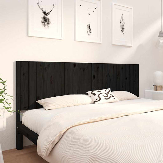 Bed Headboard | Black | Solid pine wood | Standard | Decorative Inlays