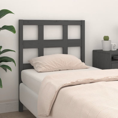 Bed Headboard Grey 95.5x4x100 cm Solid Wood Pine