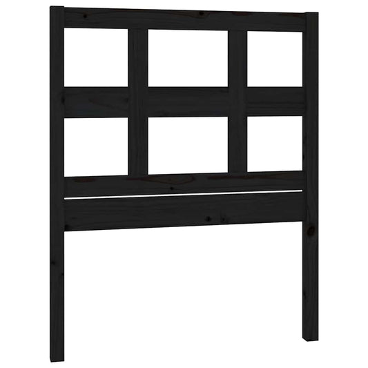Bed Headboard | Black | Solid Pine Wood | Extra tall | Decorative Inlays