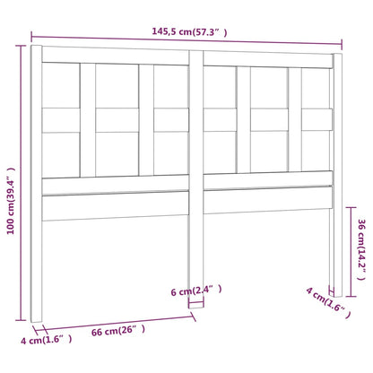 Bed Headboard Black 145.5x4x100 cm Solid Wood Pine