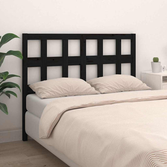 Bed Headboard | Black | Solid pine wood | 145.5 cm width, 100 cm height