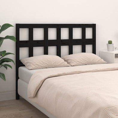 Bed Headboard Black 205.5x4x100 cm Solid Wood Pine