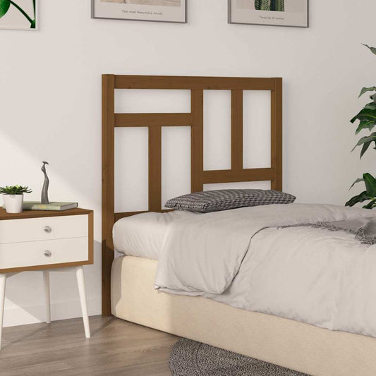 Bed Headboard | Honey brown | Solid pine wood | Decorative Inlays