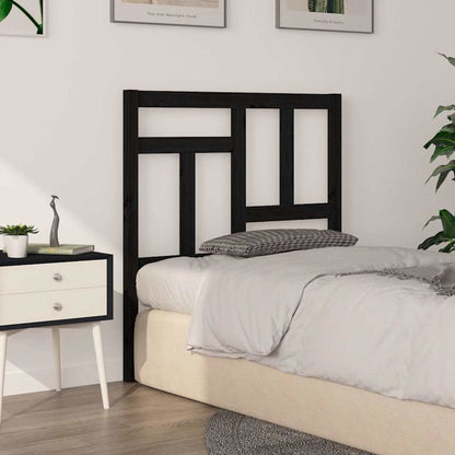 Bed Headboard | Black | Solid pine wood | 95.5 x 4 x 100 cm