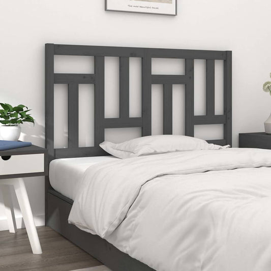 Bed Headboard | Grey | Solid pinewood | 125.5 cm x 4 cm x 100 cm