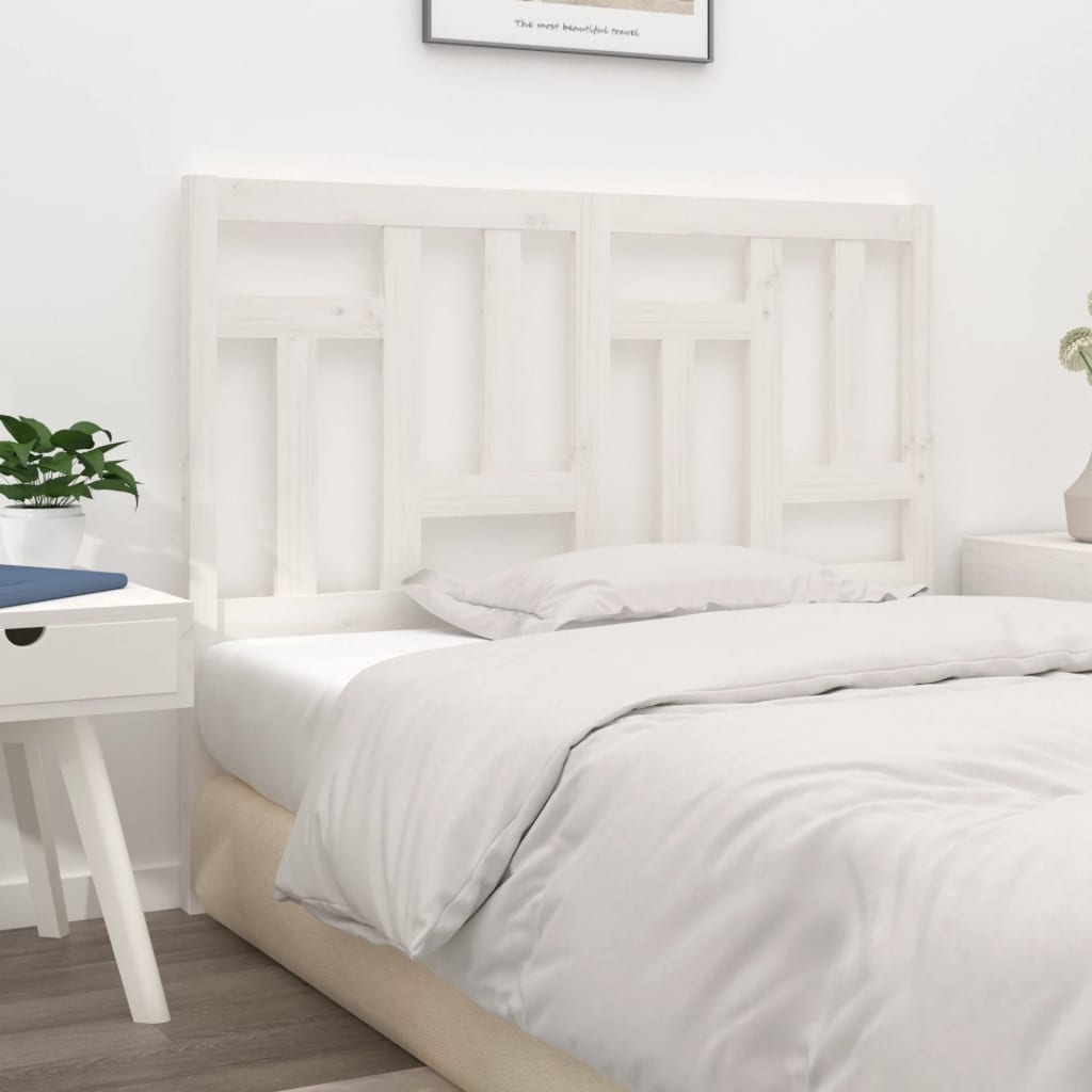 Bed Headboard | White | Solid pine wood | 145.5x4x100 cm