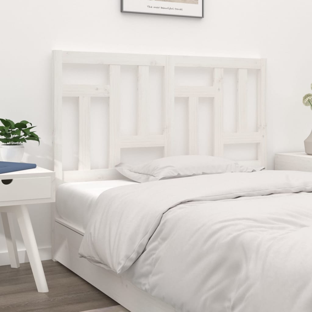 Bed Headboard | White | Solid pine wood | 145.5x4x100 cm