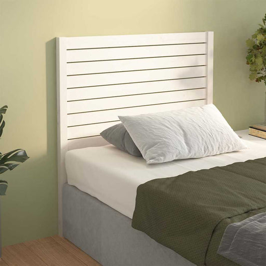 Bed Headboard | White | Solid Pine Wood | 81x4x100 cm | Decorative Inlays