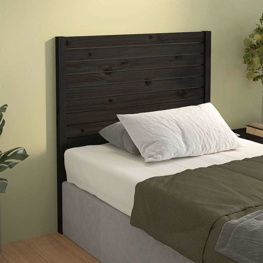 Bed Headboard | Black | Solid pinewood | Standard | Decorative Inlays