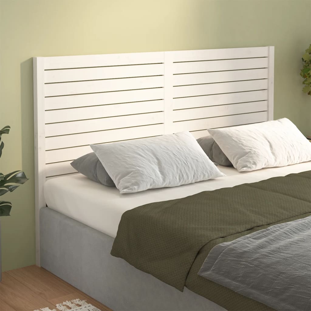 Bed Headboard White 146x4x100 cm Solid Wood Pine