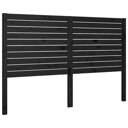 Bed Headboard Black 146x4x100 cm Solid Wood Pine