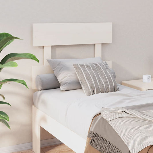 Bed Headboard | White | Solid Pine Wood | Decorative Inlays