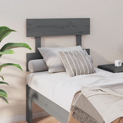 Bed Headboard Grey 93.5x3x81 cm Solid Wood Pine