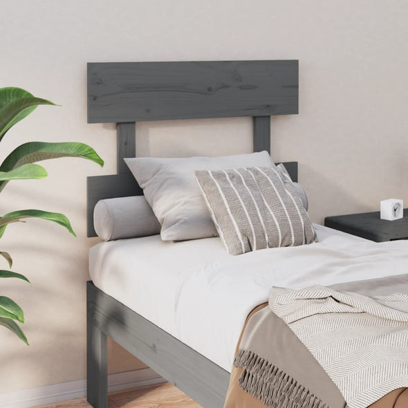 Bed Headboard Grey 93.5x3x81 cm Solid Wood Pine