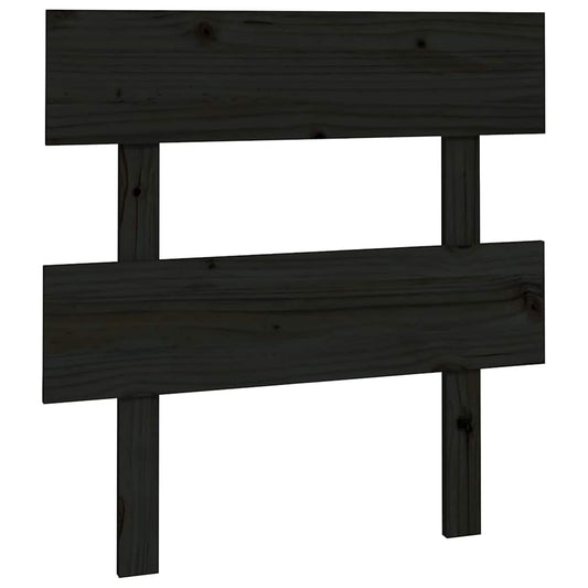 Bed Headboard | Black | Solid Pine Wood | Medium | Decorative Inlays