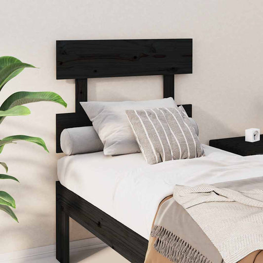 Bed Headboard | Black | Solid pine wood | 103.5 cm width