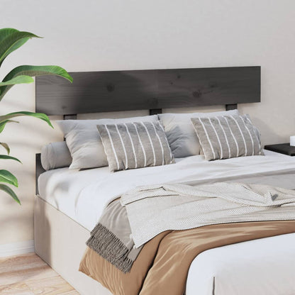Bed Headboard Grey 124x3x81 cm Solid Wood Pine