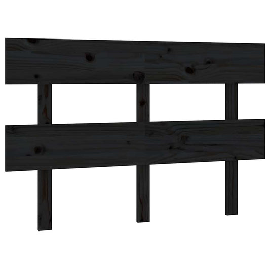 Bed Headboard | Black | Solid pine wood | 124x3x81 cm | Decorative Inlays