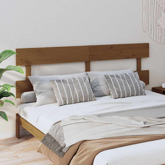 Bed Headboard | Honey brown | Solid pinewood | Large | Decorative Inlays