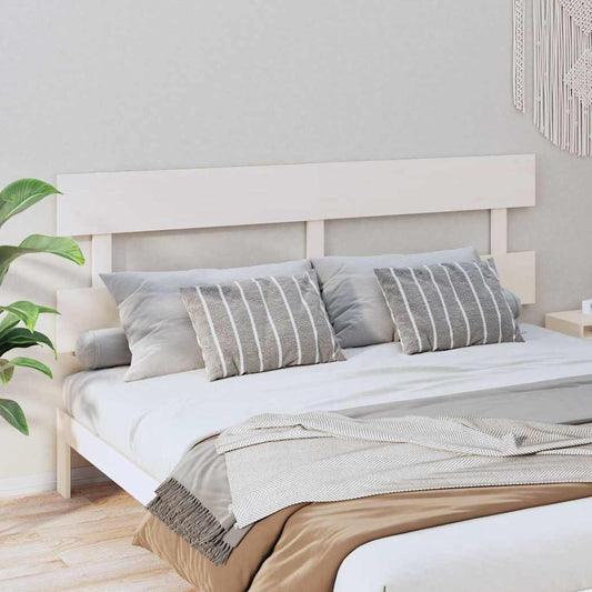 Bed Headboard | White | Solid Pine Wood | Standard | Decorative Inlays