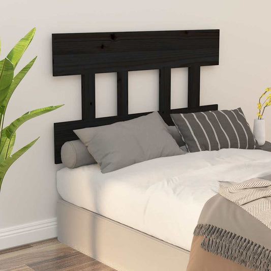 Bed Headboard | Black | Solid Pine Wood | Standard | Decorative Inlays