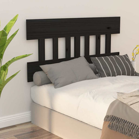 Bed Headboard Black 123.5x3x81 cm Solid Wood Pine