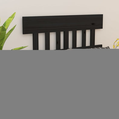 Bed Headboard Black 123.5x3x81 cm Solid Wood Pine