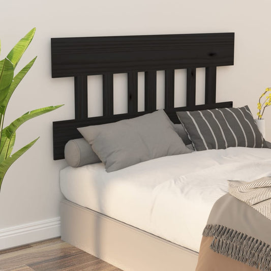Bed Headboard | Black | Solid pine wood | 163.5 cm x 3 cm x 81 cm