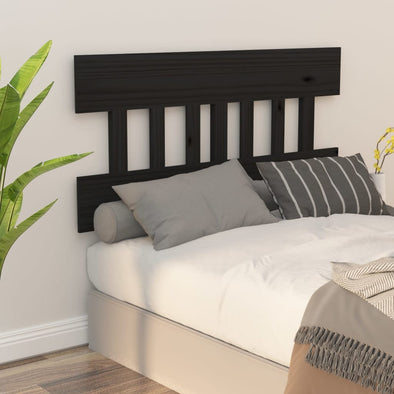 Bed Headboard Black 163.5x3x81 cm Solid Wood Pine