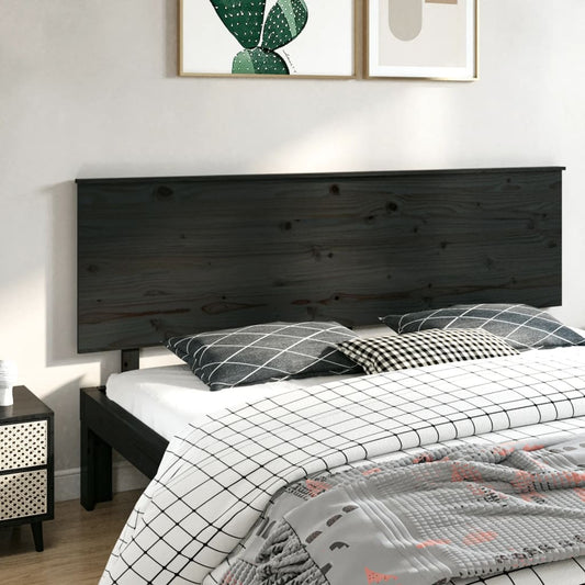 Bed Headboard | Black | Solid pine wood | 204 cm width