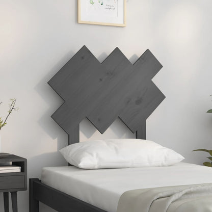 Bed Headboard | Grey | Solid Pine Wood | Decorative Inlays