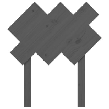 Bed Headboard | Grey | Solid Pine Wood | Decorative Inlays