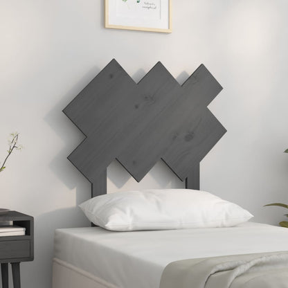 Bed Headboard | Grey | Solid Pine Wood | Decorative Inlays