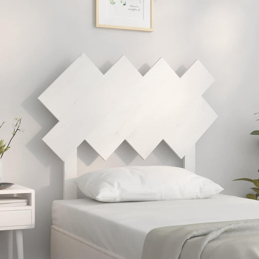 Bed Headboard | White | Solid pine wood | 92x3x81 cm | Decorative Inlays