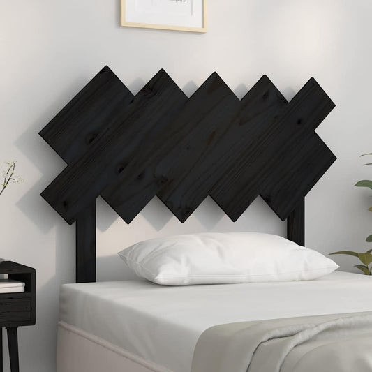 Bed Headboard | Black | Solid pine wood | 104x3x80.5 cm | Bed Headboard