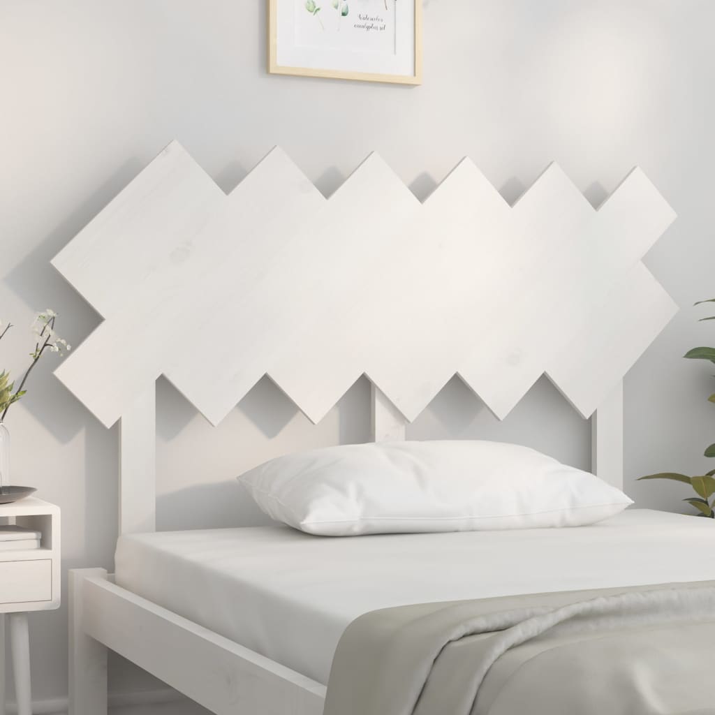 Bed Headboard | White | Solid pinewood | Standard | Decorative Inlays