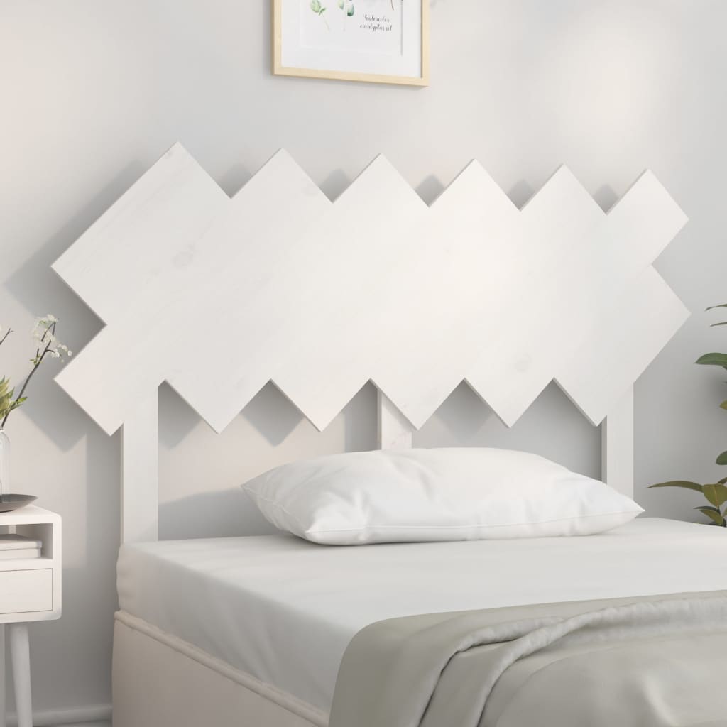 Bed Headboard | White | Solid pinewood | Standard | Decorative Inlays